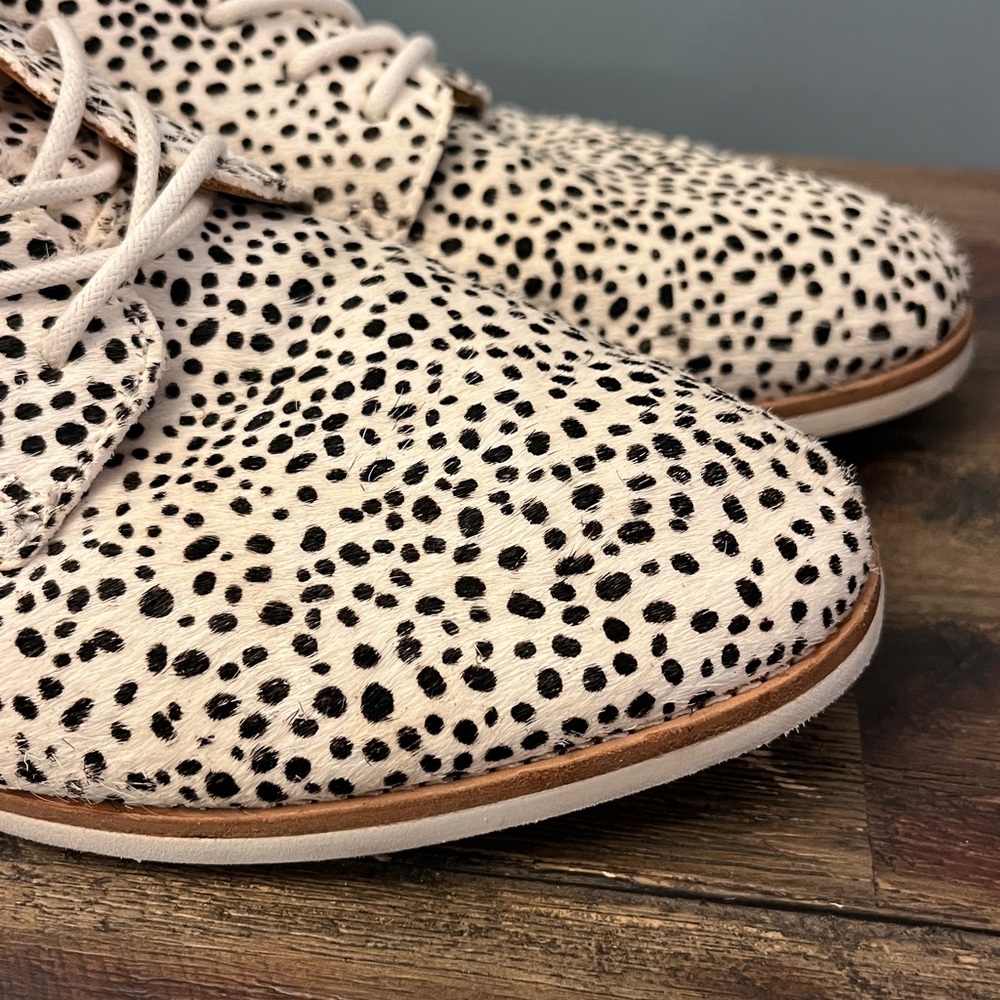 Rollie Australia Pony Hair -Snow Leopard Derby Leather Flats - Picture 3 of 16